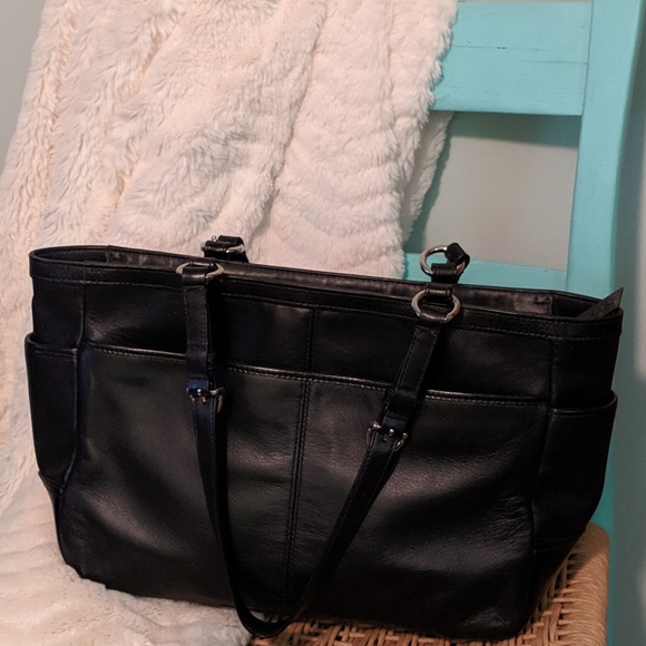 Coach Black Leather Shoulder Tote - Picture 4 of 8